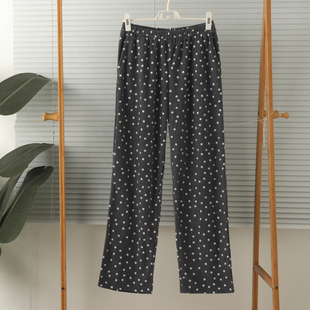 外贸女摇粒绒薄绒抓绒带口袋波点高腰家居裤睡裤裤子特大码保暖冬