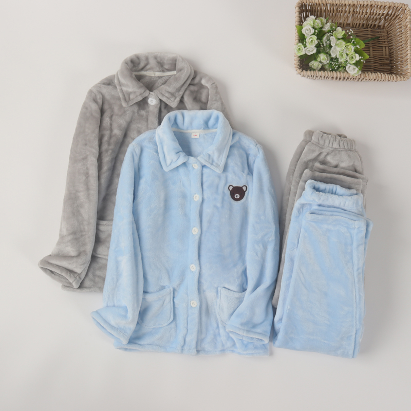 儿童加厚珊瑚绒开衫长裤睡衣保暖