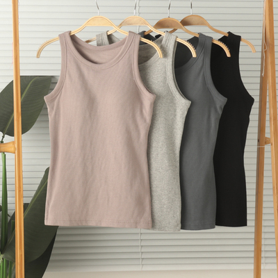 女纯棉带胸垫罩杯背心打底衫夏