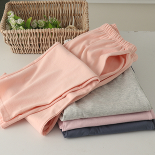 外贸女针织纯棉高腰带口袋家居裤睡裤裤子长裤春秋全棉大码透气