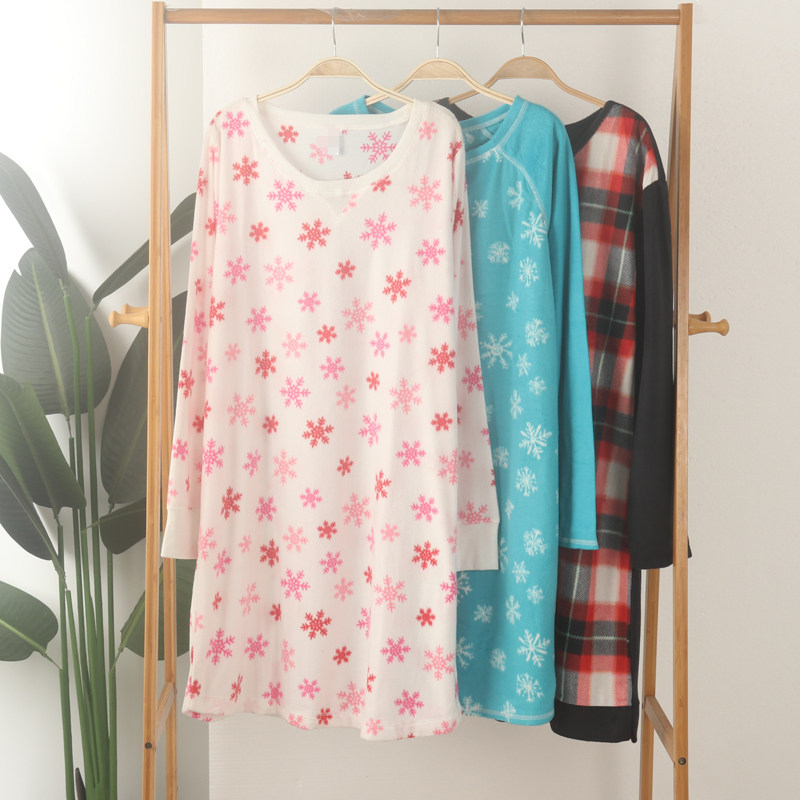 外贸女士薄款摇粒绒薄绒抓绒圆领长袖家居裙睡裙睡袍睡衣保暖秋冬,女士内衣/男士内衣/家居服,睡裙,淘宝优惠券,粉丝福利购,淘宝优惠卷