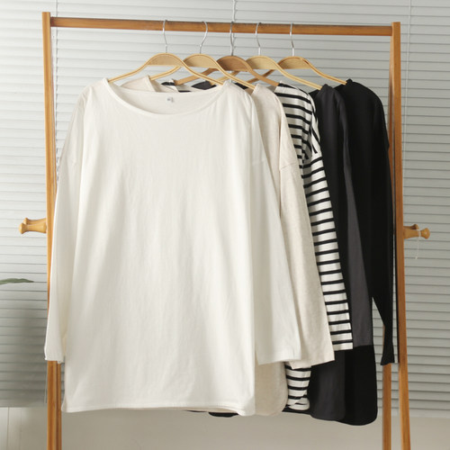 女纯棉长袖家居服睡衣上衣宽松春