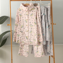 保暖秋冬大码 睡衣家居服套装 长裤 女士法兰绒珊瑚绒开身高领长袖