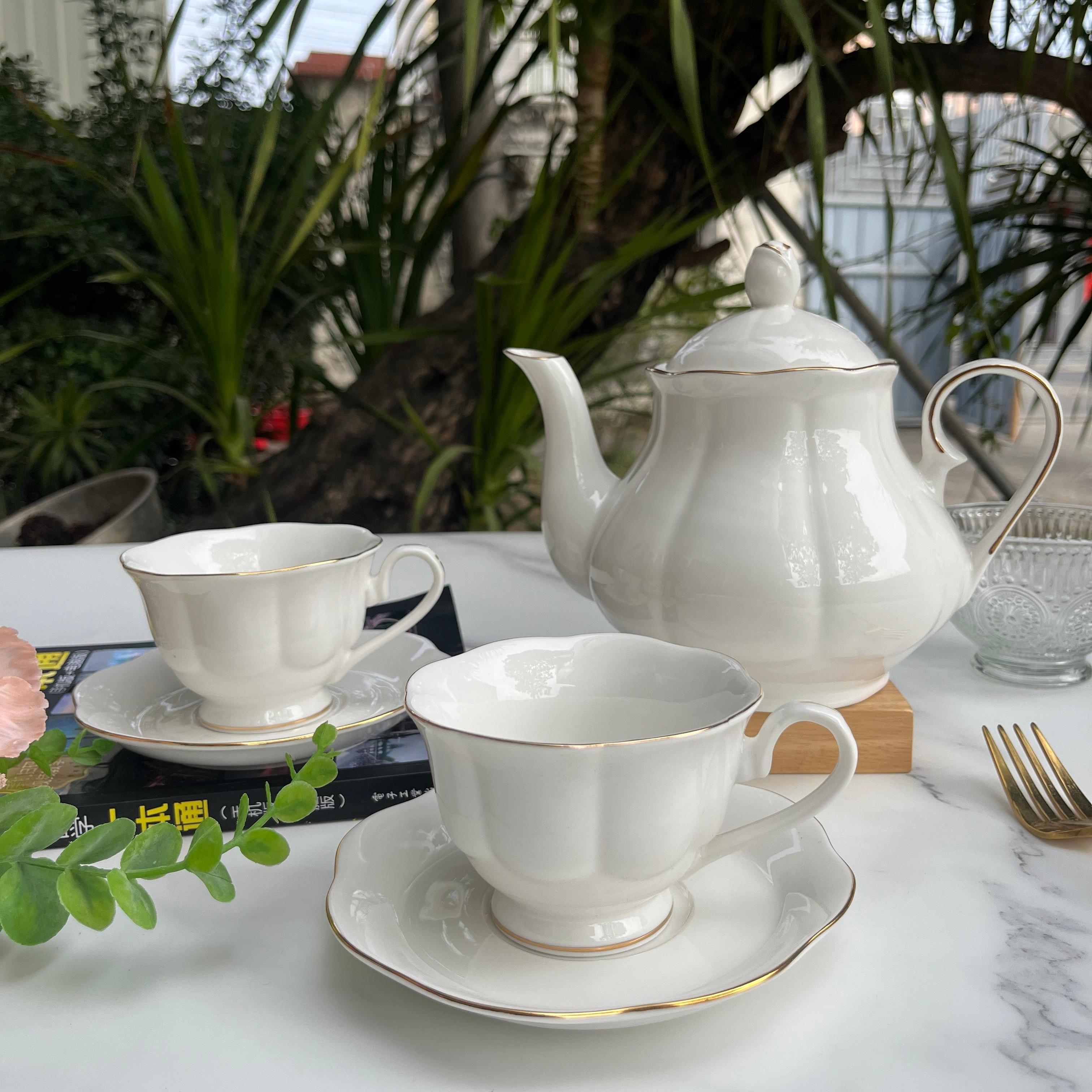 高档英式纯白陶瓷咖啡杯套装下午茶具红茶花茶杯配碟勺壶办公室用