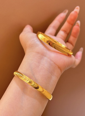 水波纹手镯女高级感手环金镯子