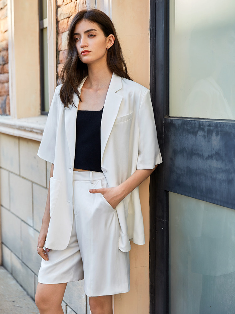 SUIT SUIT WOMENS FASHION LOOSE DRAPE SUIT CASUAL SHORTS TWO-PIECE THIN SET