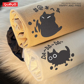 纯棉趣味中性风原创小众潮牌印花夏短袖 悦游 快跑抓挠黑猫 T恤男