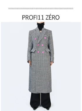 PROFILLZERO 立体绣收腰大衣 23FW 千鸟格 明星同款-profi11zero