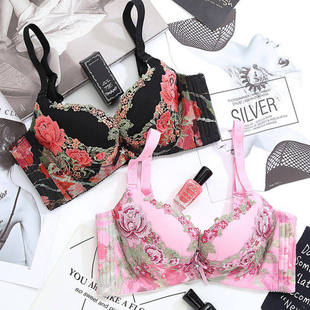 依之妮加厚罩杯小胸内衣 专柜正品文胸调整型胸罩刺绣花性感402A1