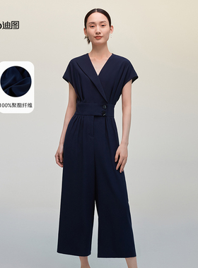 【抗皱易打理】迪图2025夏季高腰雪纺连体裤女高级感垂感阔腿裤