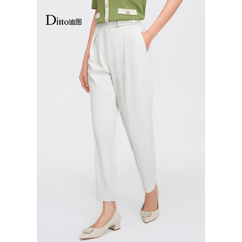 迪图薄款宽松休闲梨形身材九分裤