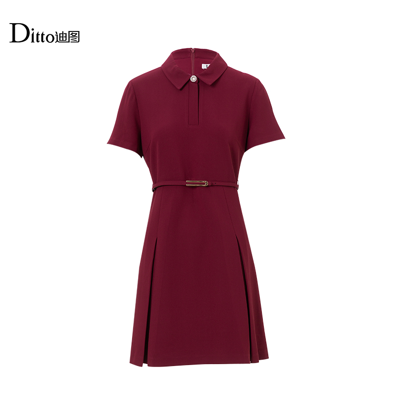迪图polo领通勤醋酸连衣裙夏季