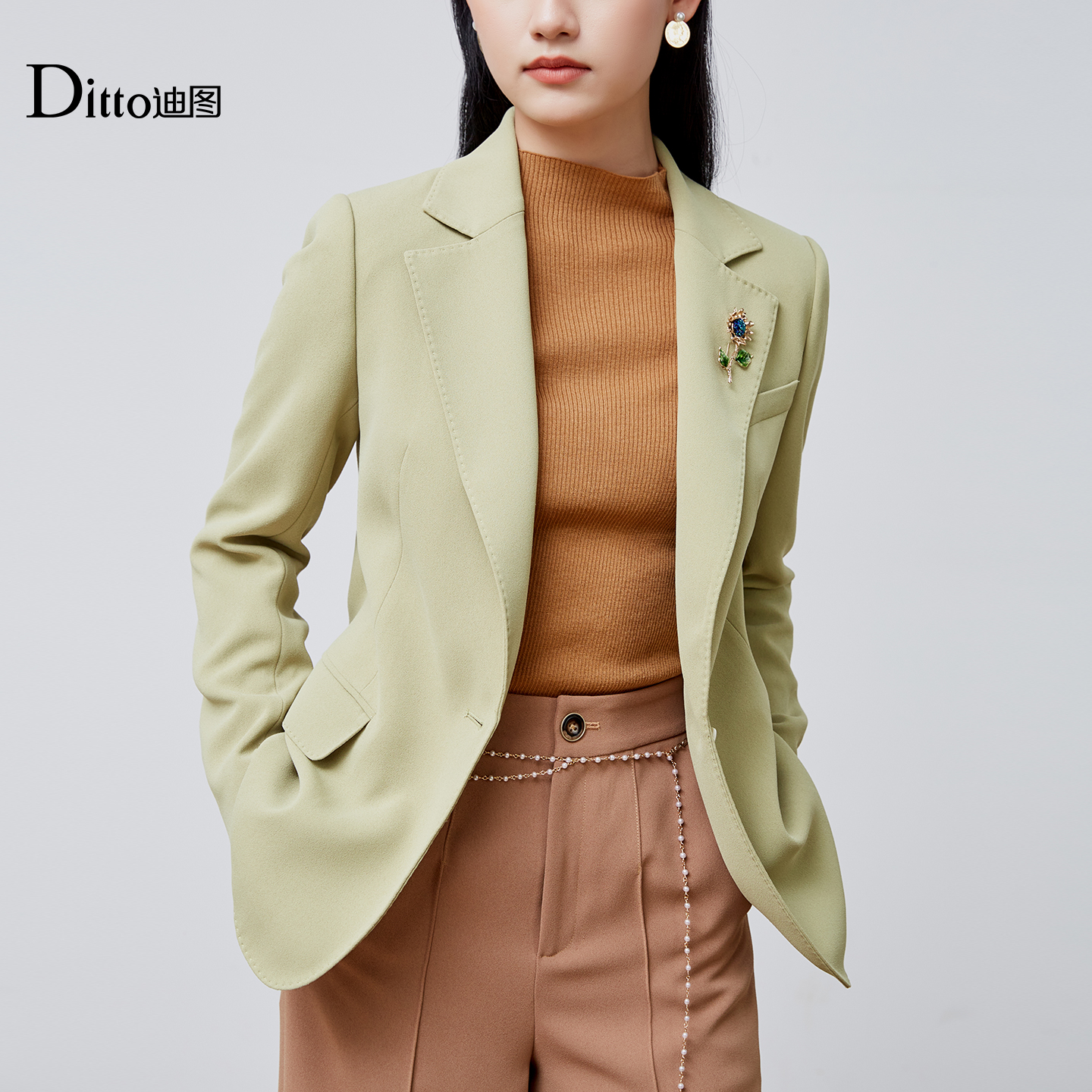 迪图一粒扣休闲西装外套