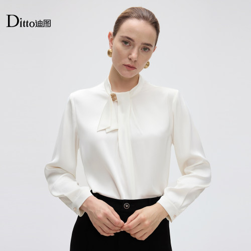 迪图高级感白色衬衫女秋长袖