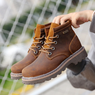 真皮马丁靴复古短靴工装 靴透气女靴牛皮骑士靴英伦男靴防水大黄靴