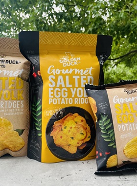 超推！新加坡金鸭GoldenDuck奶油咸蛋黄薯片九层塔脆片追剧零食