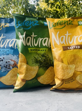 LORENZ/劳仑兹德国进口薯片经典原味/海盐胡椒/迷迭香味100g