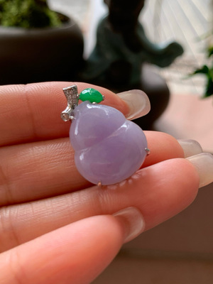 【小陈翡翠】缅甸天然翡翠A货紫罗兰葫芦翡翠吊坠