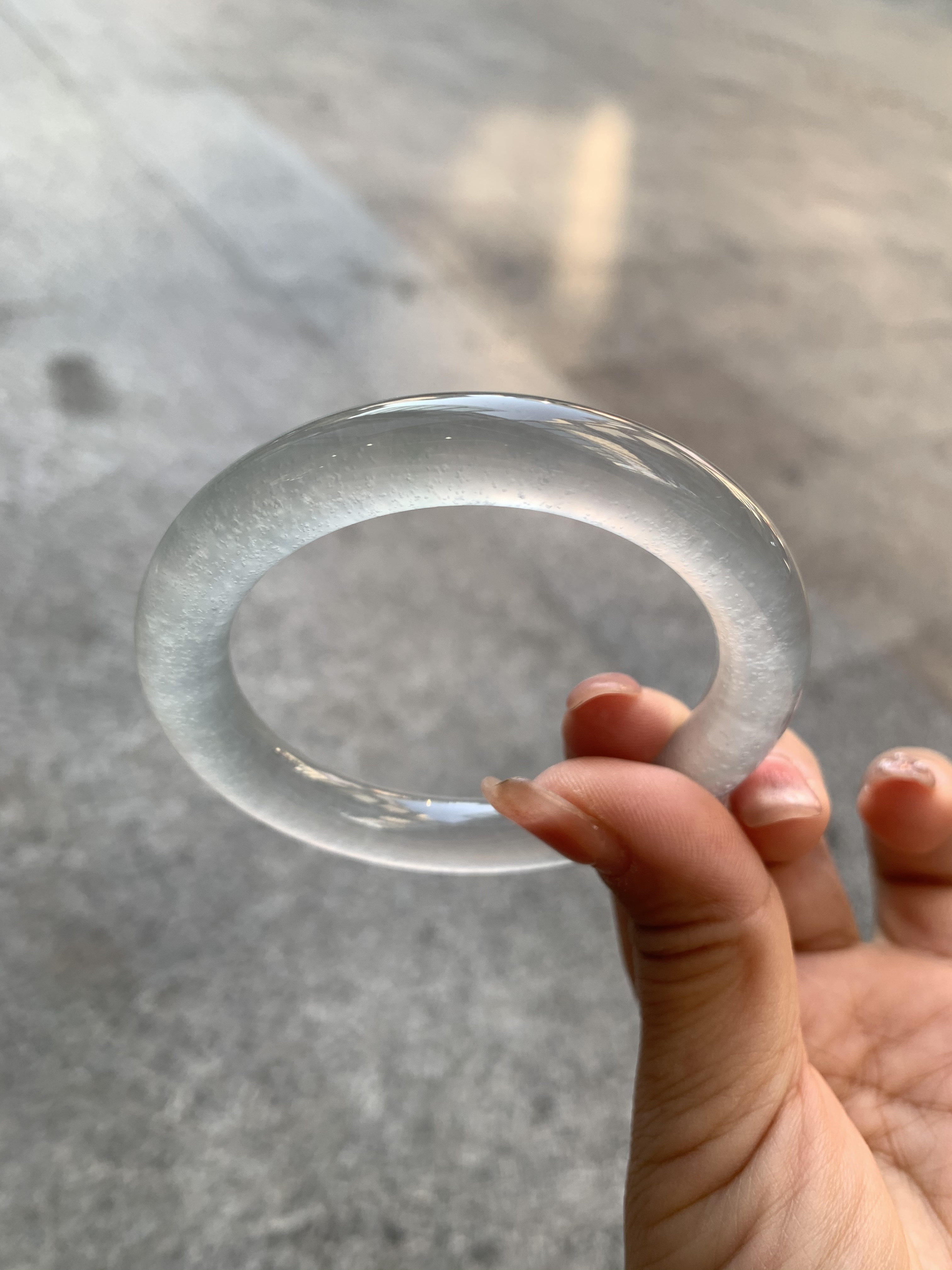 【小陈翡翠】缅甸天然翡翠A货高冰雪花棉53圆条翡翠手镯