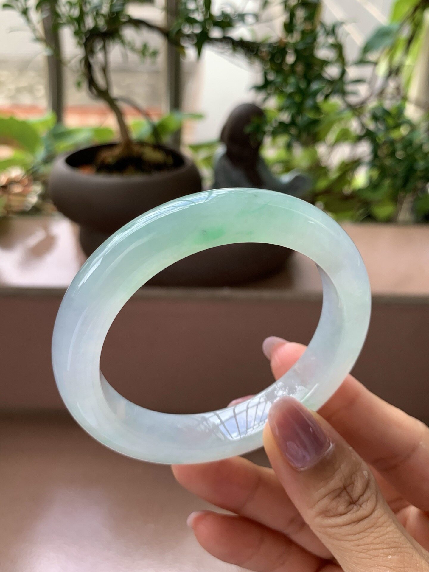 【小陈翡翠】缅甸天然翡翠A货冰飘绿花54正圈翡翠手镯