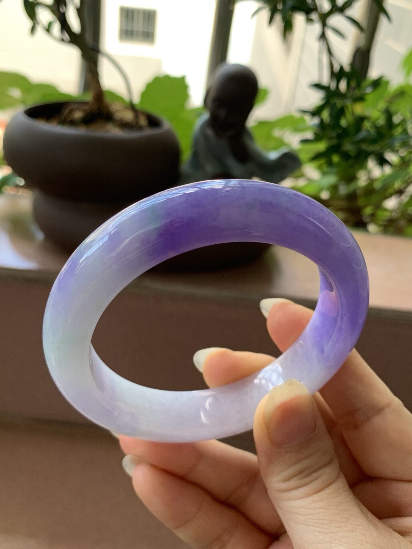 【小陈翡翠】缅甸天然翡翠A货紫罗兰58正圈翡翠手镯