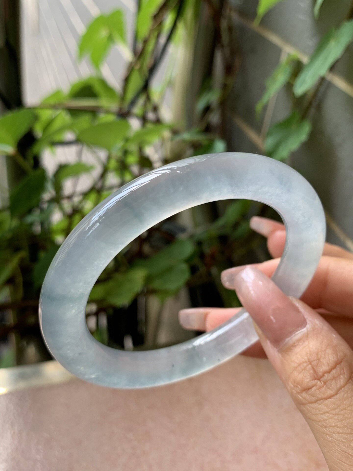 【小陈翡翠】缅甸天然翡翠A货冰种53-54圆条翡翠手镯