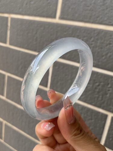 【小陈翡翠】缅甸天然翡翠A货冰种白月光54-55正圈翡翠手镯