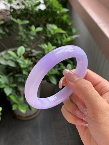 【小陈翡翠】缅甸天然翡翠A货紫罗兰60大圈口正圈翡翠手镯