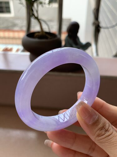 【小陈翡翠】缅甸天然翡翠A货紫罗兰51正圈翡翠手镯