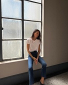 微喇毛边牛仔裤 26春夏新 法式 简约百搭纯棉圆领白T pepamack同款