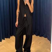 轻奢老钱 套装 中长款 休闲西裤 亚麻V领马甲 26春夏新pepamack同款