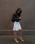 短款 25秋新pepamack同款 优雅气质高腰半身鱼尾裙 质感皮衣外套