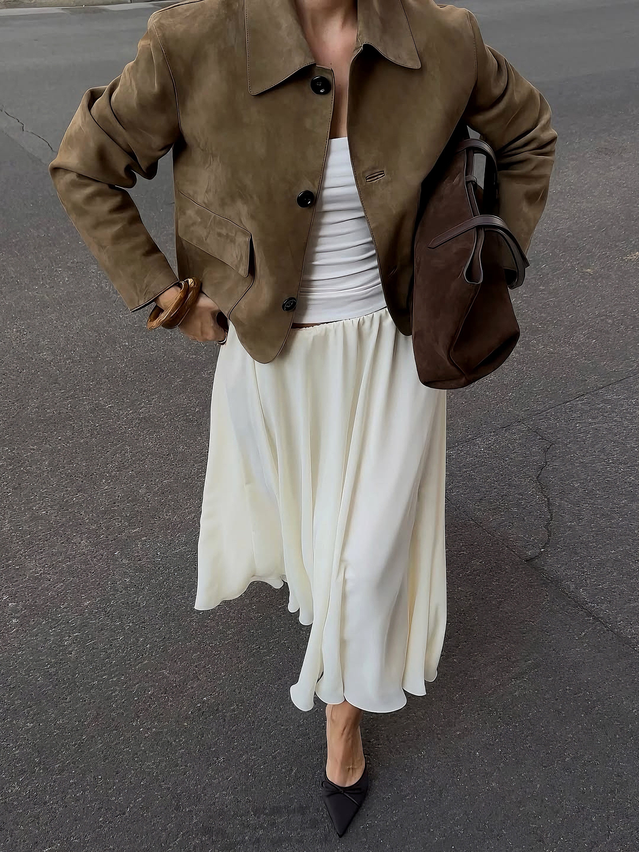 复古老钱风短款麂皮绒皮衣外套