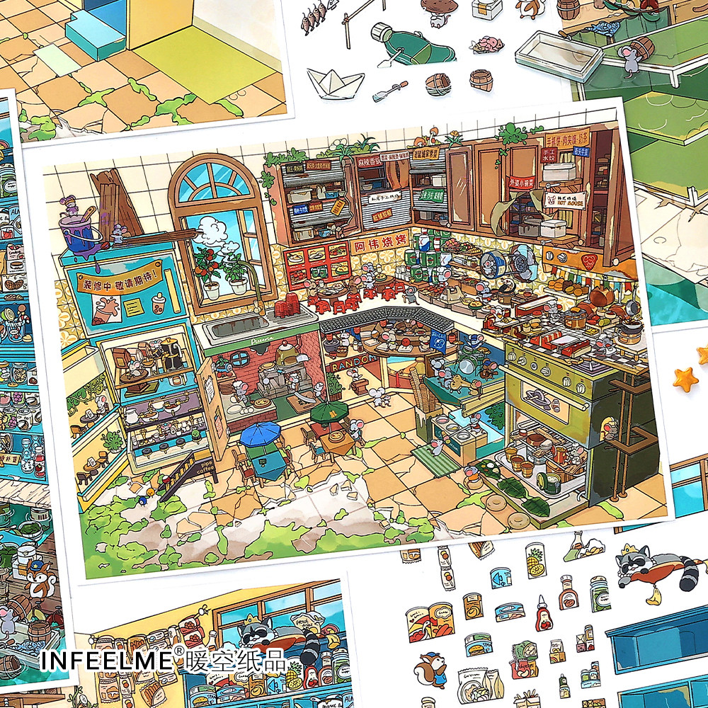 Infeel.Me今日营业中2.5D造景贴纸英菲解压DIY微缩场