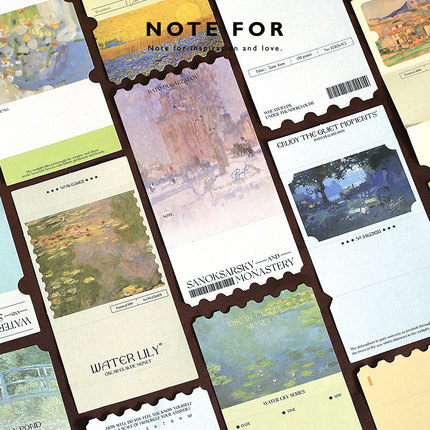 NOTE FOR 永不落幕的艺术长条可撕便签纸梵高莫奈手帐本DIY素材纸