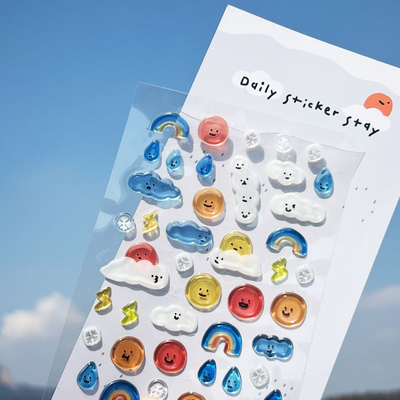 BONITO天气表情尼龙纸质贴纸造景