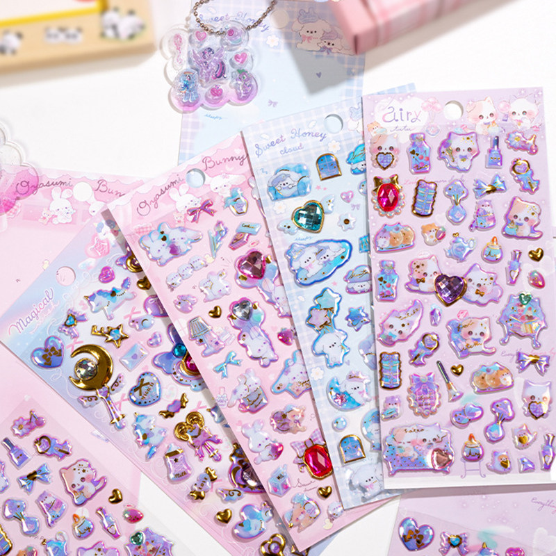 日系爱心谷美泡棉贴纸少女心独角兽炫彩卡通手账装饰贴画,文具电教/文化用品/商务用品,贴纸/立体贴纸,淘宝优惠券,粉丝福利购,淘宝优惠卷