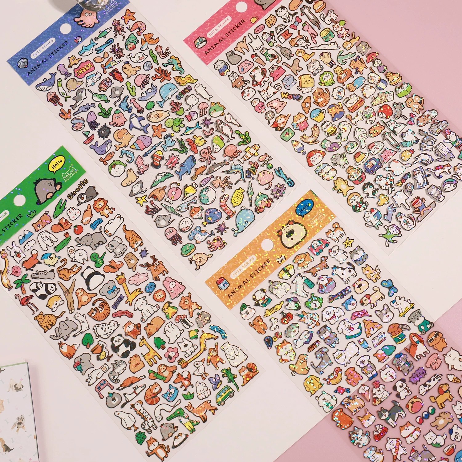 Nekoni可爱插画细闪贴纸mini动物猫咪海底世界手机壳贴画日