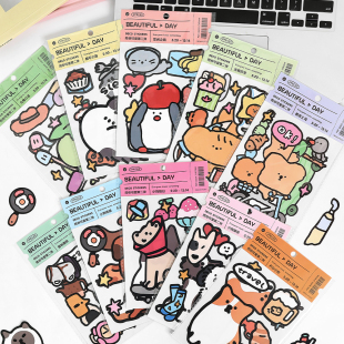 Infeel.Me陪你可爱纸质贴纸卡通动物DIY行李箱大颗粒手机装饰贴画