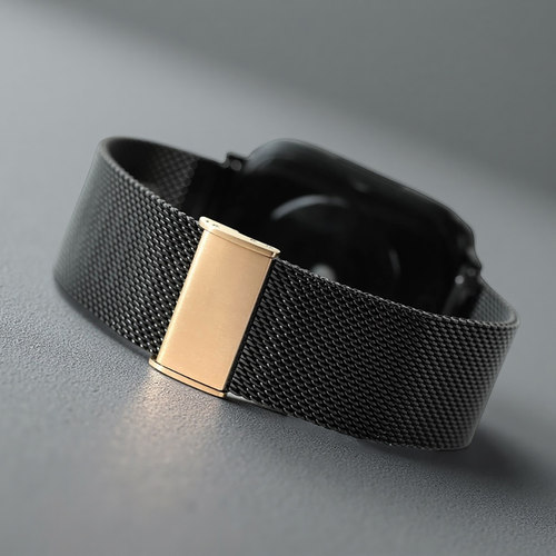 撞色土豪金不锈钢米兰表带 适用iWatch98765苹果 GT4/5天梭华为