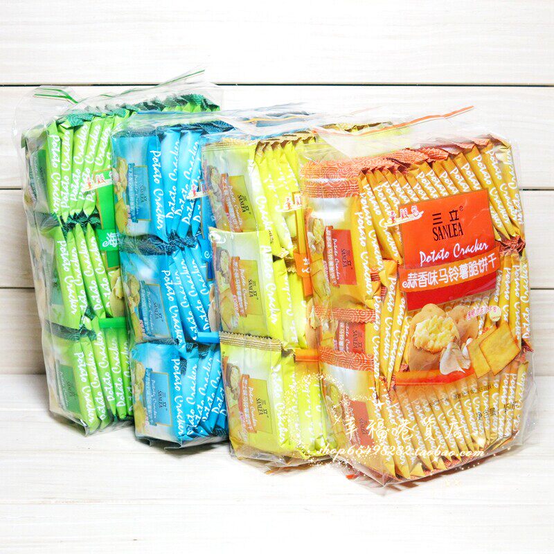 三立健康日志马铃薯脆饼干 蒜香海苔营养薄饼450g量贩装 小饼干