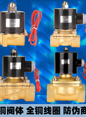 森亚SENYA全铜常闭电磁水阀220V气阀24V12V2W160-15 2分4分6分1寸