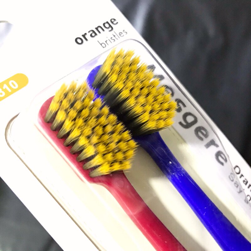 MEISHIJIE T810 오렌지 숯 칫솔 치아 청소용 활성탄 필라멘트 탄성 부드러운 강모 2팩 가족 세트