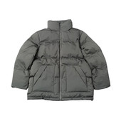 软绵蓬松感纯色简约户外防泼水高立领防风保暖拉链棉衣外套Y032男