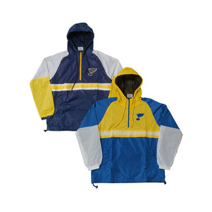 Vintage美式 复古橄榄球队标宽松嘻哈撞色半拉链套头连帽夹克Y019