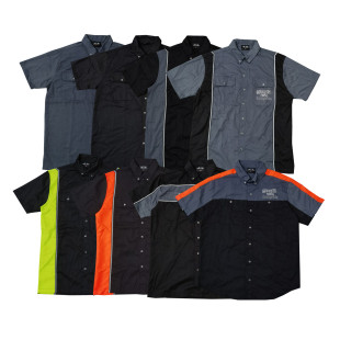 巡航骑士大码美式重机猛男宽大剪裁工装多袋Chicano翻领衬衫Y722