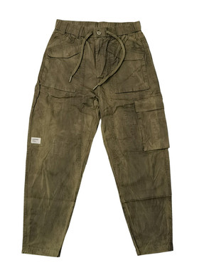 断码小码处理脏洗做旧复古带弹力松紧腰合体直筒九分休闲裤K202男