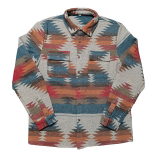 包邮 男情侣加厚外套Y838 衬衫 秋冬日系复古民族慵懒风潮流毛呢长袖