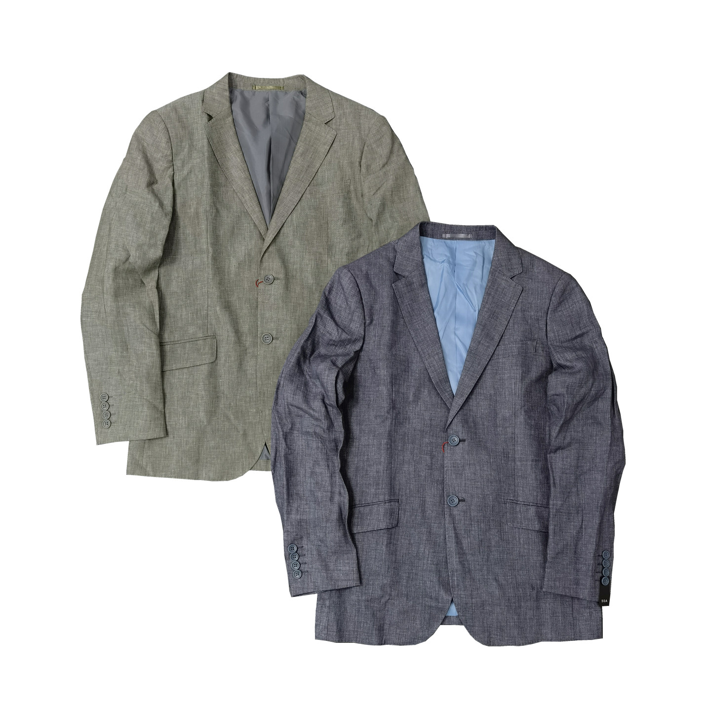 素色全麻修身休闲两粒扣单西服