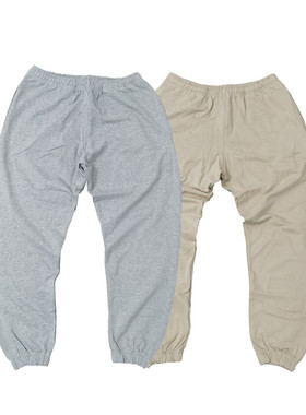 极简日系街头宽松直筒松紧腰束脚重磅大毛圈休闲卫裤长裤K762刺绣